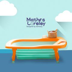 韩国原产Mathos Loreley婴儿浴盆澡盆便携感温可折叠浴盆 橙色